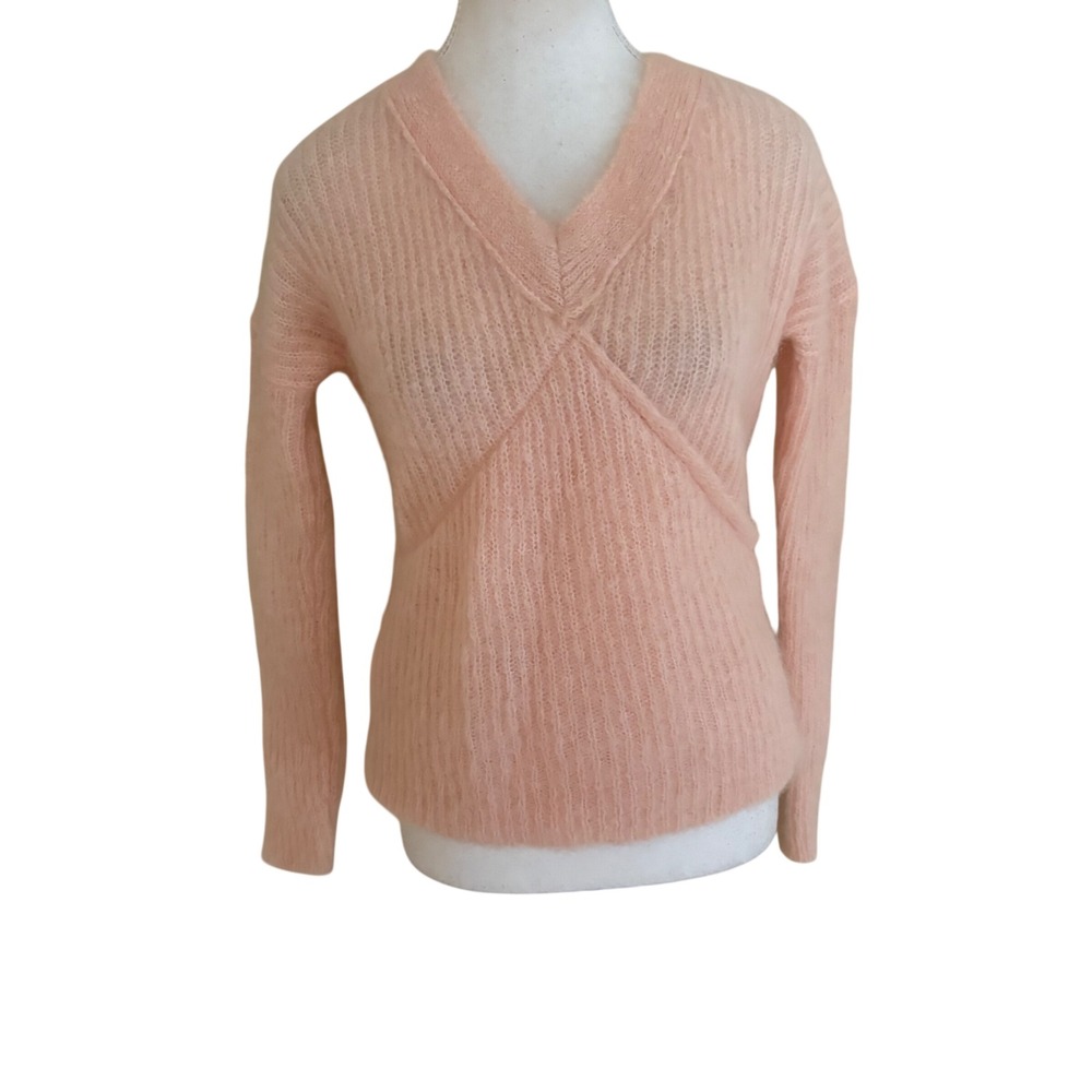 SEZANE Pink Mohair Blend V Neck‎ Knit Sweater Size Small